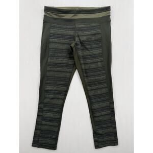 Lululemon Give Me Qi Crop Leggings Cyber Stripe Gator Green Women’s Size 6